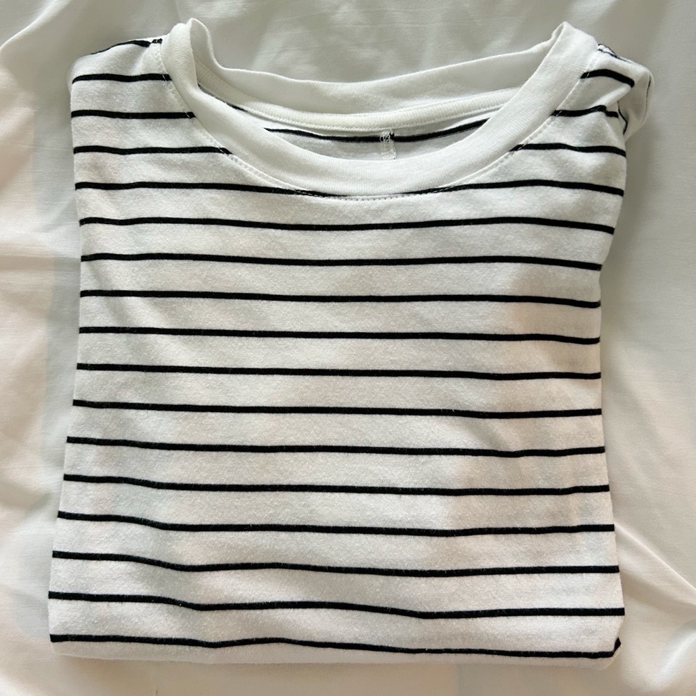 A New Day Black and White Striped Tee